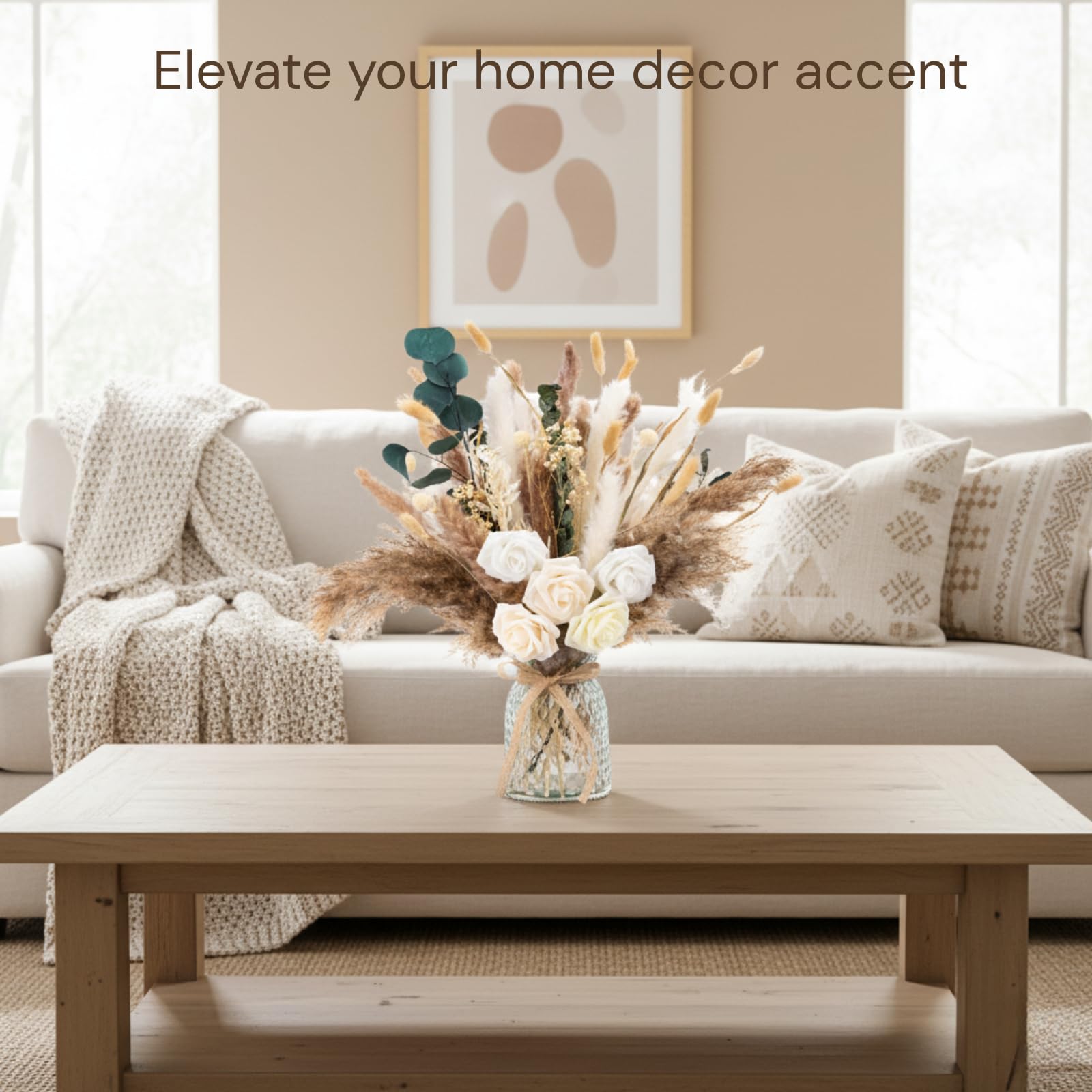 RyddeligHome pampas grass in vase adds natural texture to living room