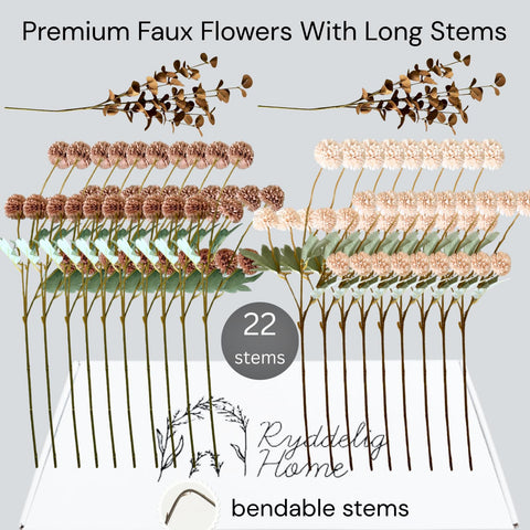 RyddeligHome modern farmhouse decor with warm tones and floral arrangement