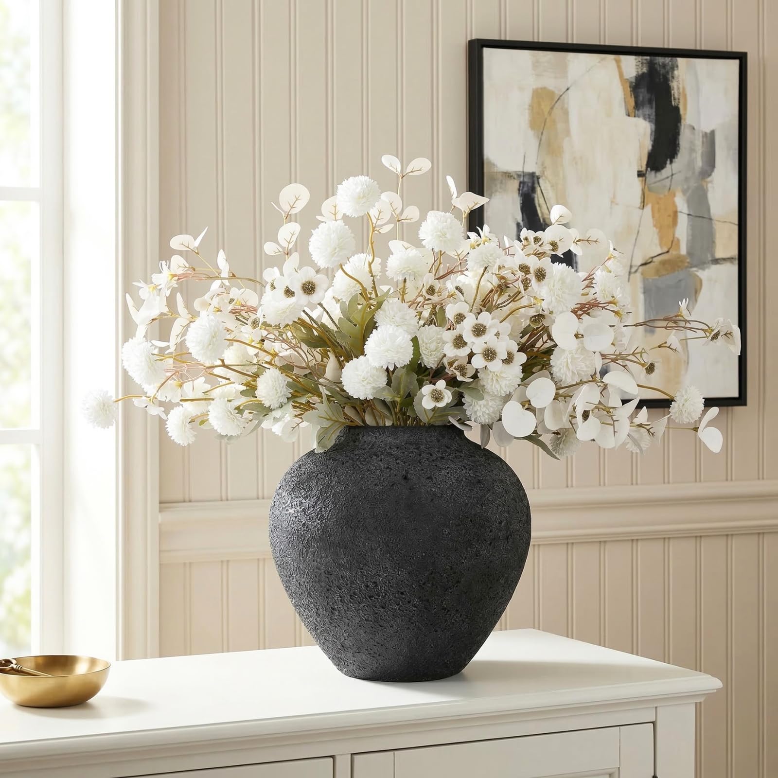 RyddeligHome modern farmhouse white faux blooms.