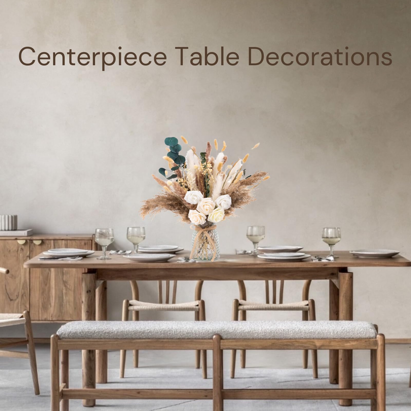 RyddeligHome pampas grass arrangement enhances coffee table with boho vibe