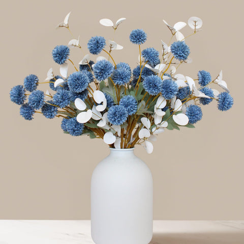 RyddeligHome blue-white floral decor for mantels, tables, and shelves.
