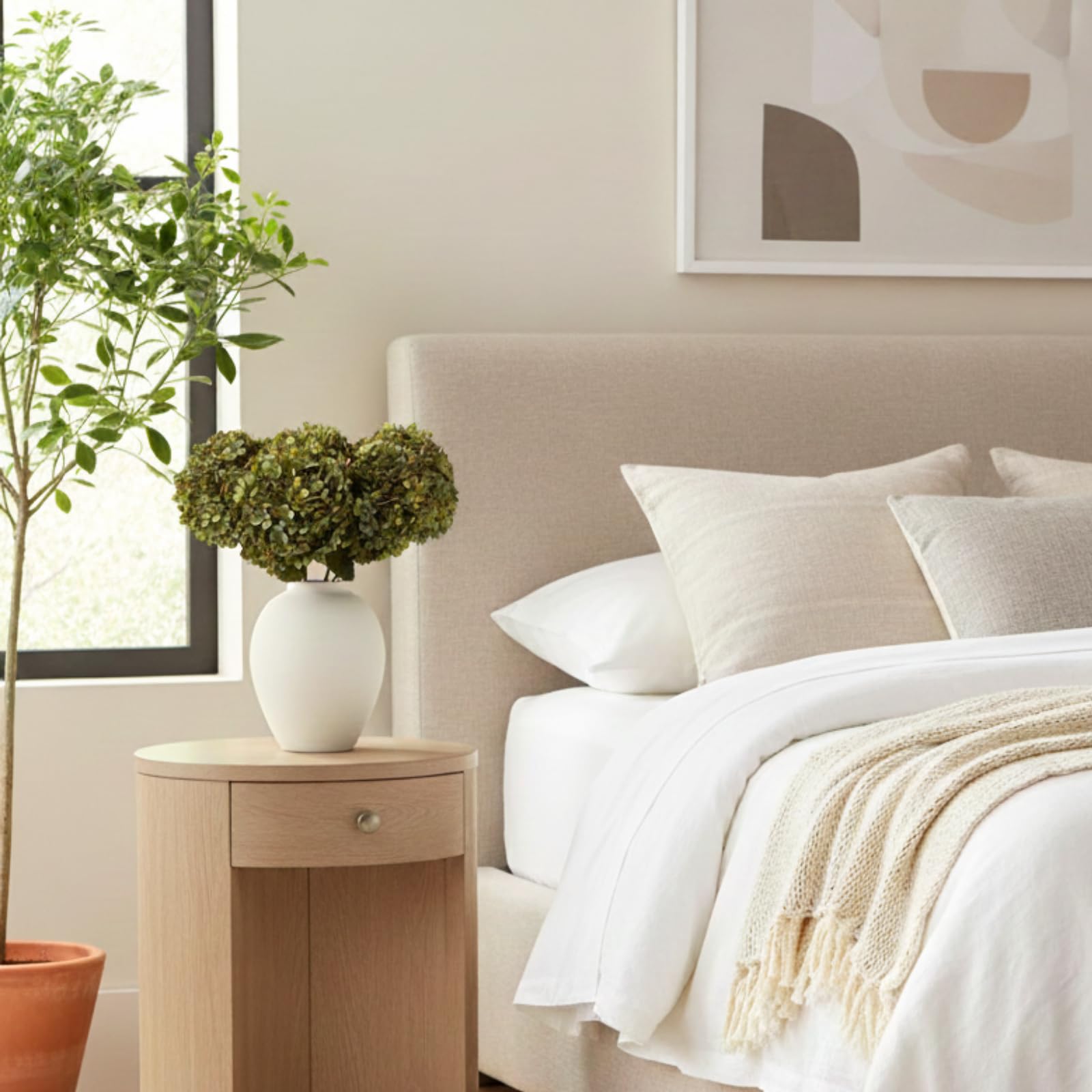 RyddeligHome white vase dried-flowers-decor, designed for low-maintenance styling.
