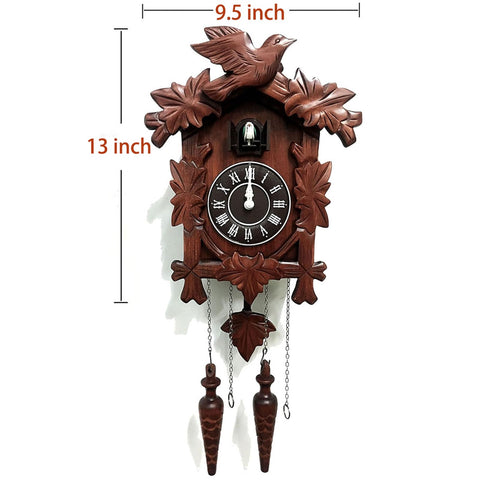 Rylai cuckoo clock bird lifting from the birdhouse adds playful hourly charm.