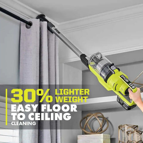 RYOBI Pacroban ONE+ 18V multi-surface-brush shows effective dirt pickup on floors and carpets