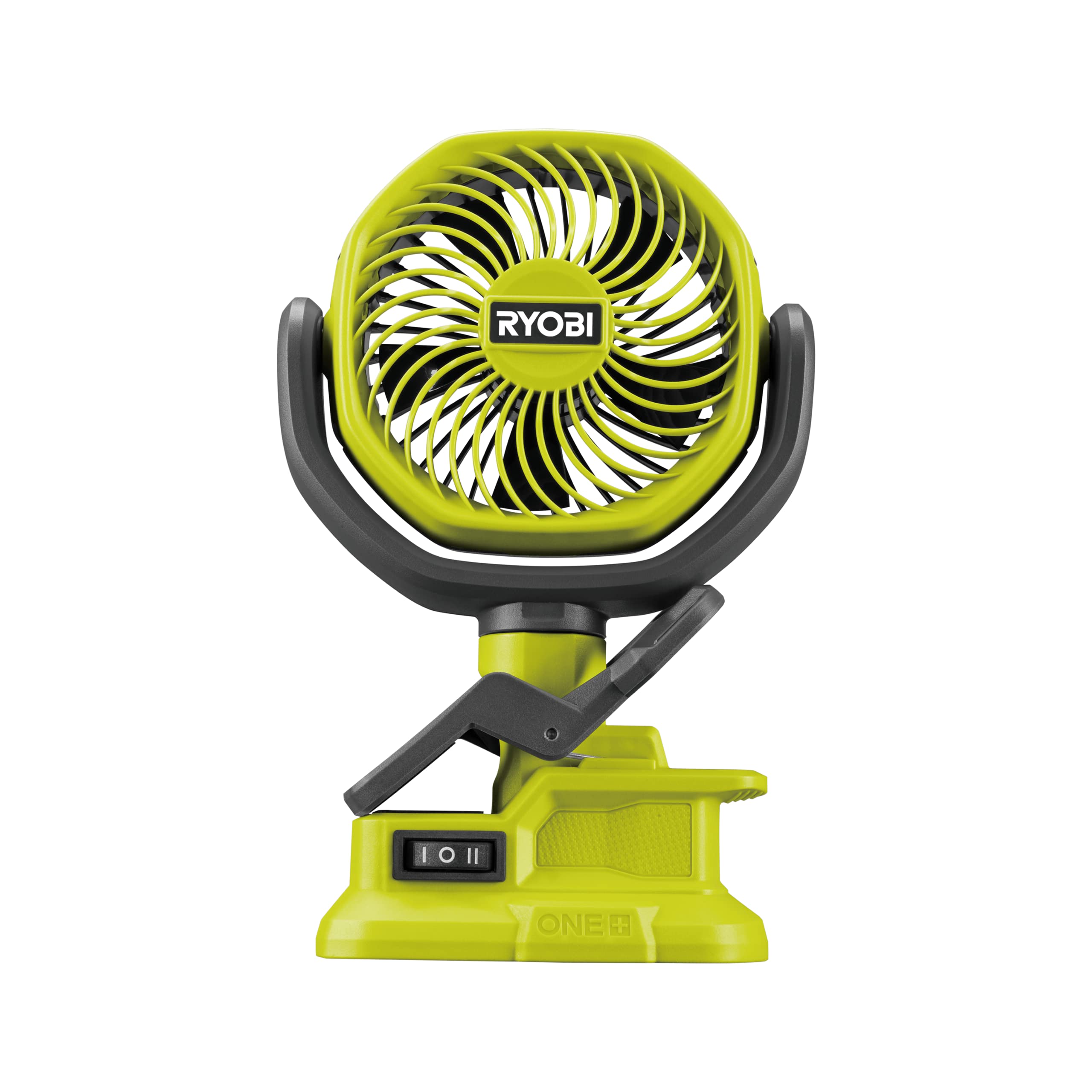 RYOBI RCF18-0 compact clamp fan attached to a desk for cooling
