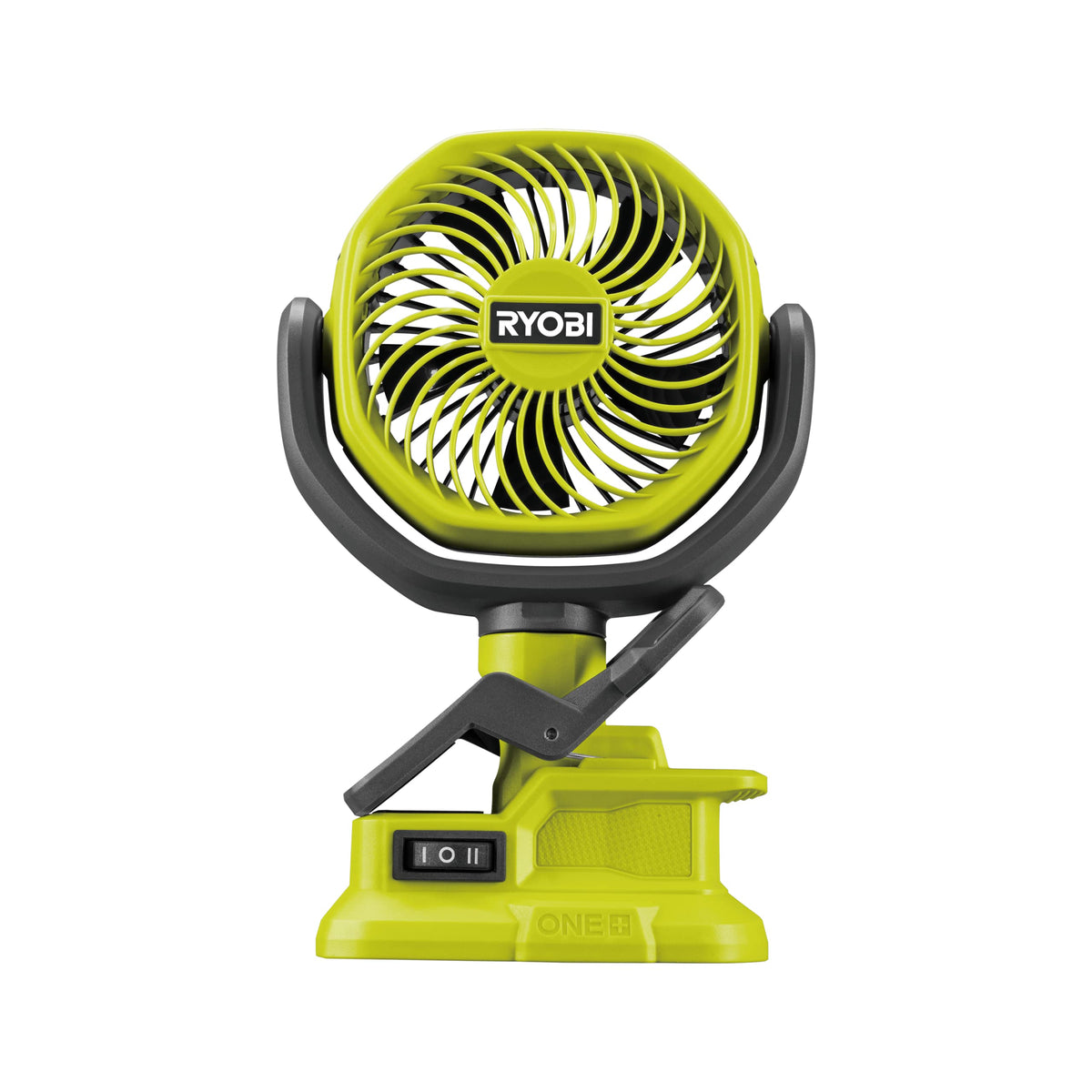 RYOBI RCF18-0 compact clamp fan attached to a desk for cooling