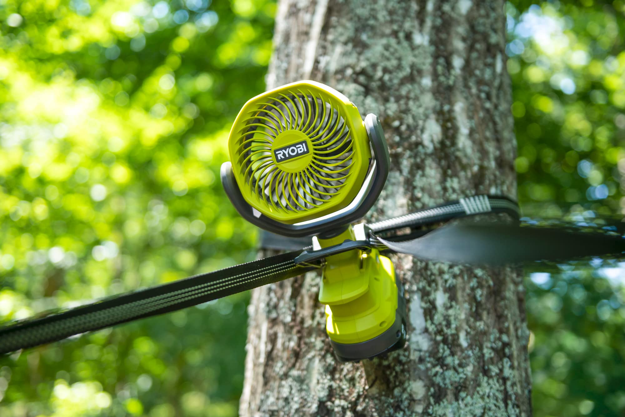RYOBI RCF18-0 clamps to pram or bike for on-the-go breeze