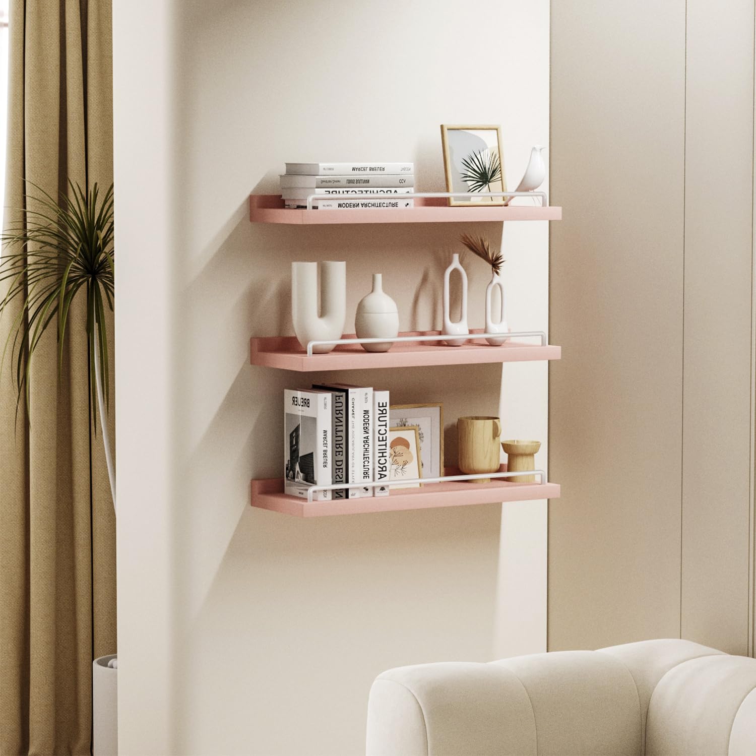 RYOFOBETTO bedroom wall shelves for organized books and decor.