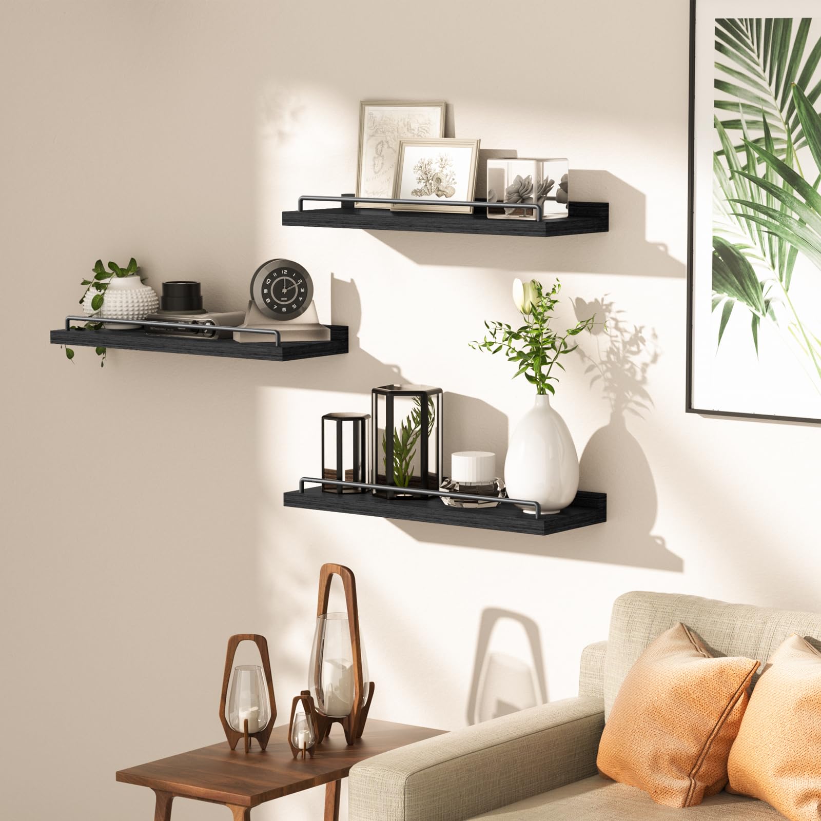 Ryofobetto floating shelves bedroom organizer keeps essentials within reach.