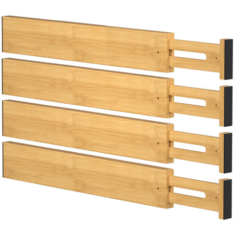 Ryqtop bamboo drawer divider extended length shows adjustable fit for roomy drawers.