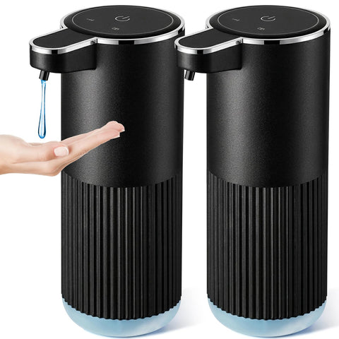 RYTOXILO automatic soap dispensers in a 2-pack on the countertop for quick handwashing.