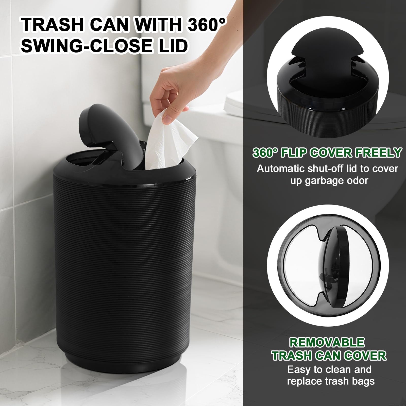RYTOXILO black toilet brush holder for a tidy look