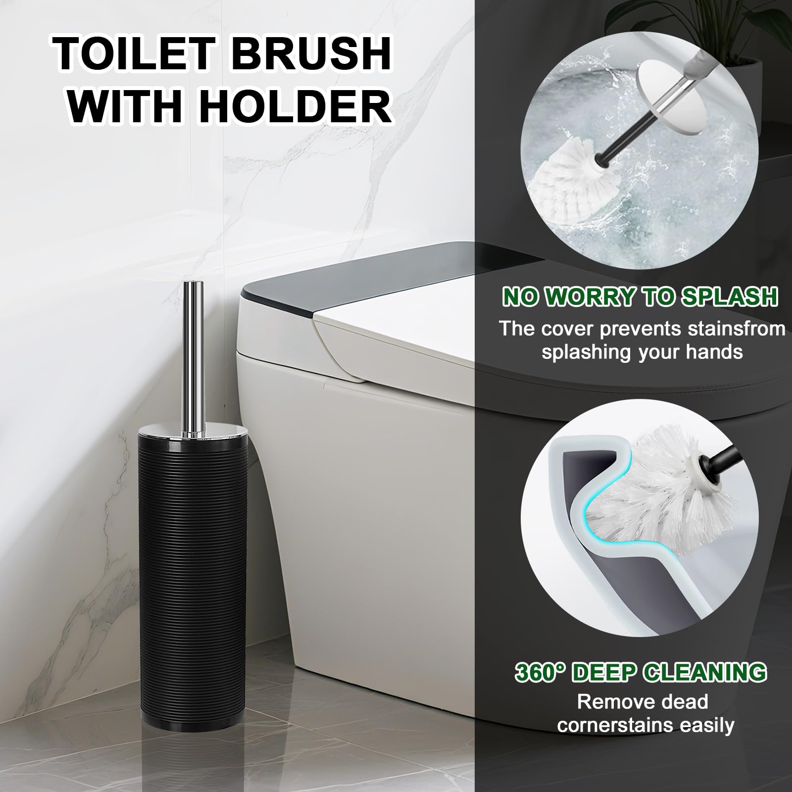 RYTOXILO black toothbrush holder keeps counters organized