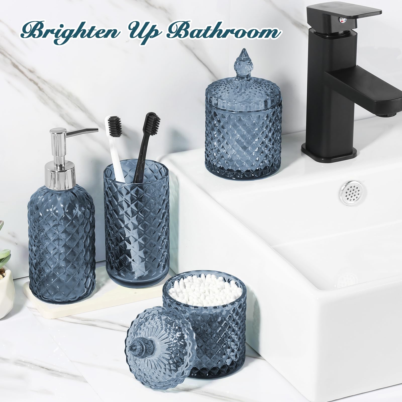RYTOXILO blue cotton ball holder organizes bathroom essentials