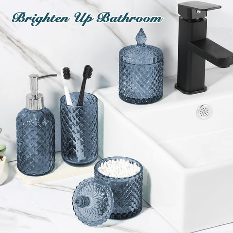 RYTOXILO blue cotton ball holder organizes bathroom essentials