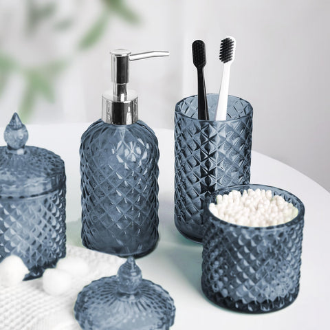 RYTOXILO blue diamond-pattern detail adds glassware charm