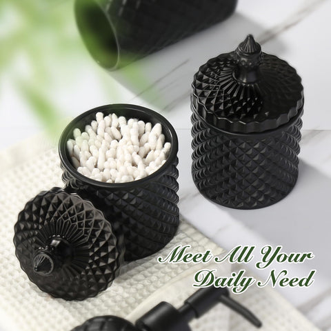 RYTOXILO diamond glass cotton ball holder with chic display