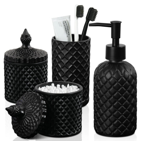 RYTOXILO diamond glass soap dispenser on a bathroom counter, adds elegance