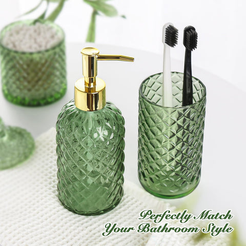 RYTOXILO olive green diamond glass q-tip holder organizes swabs