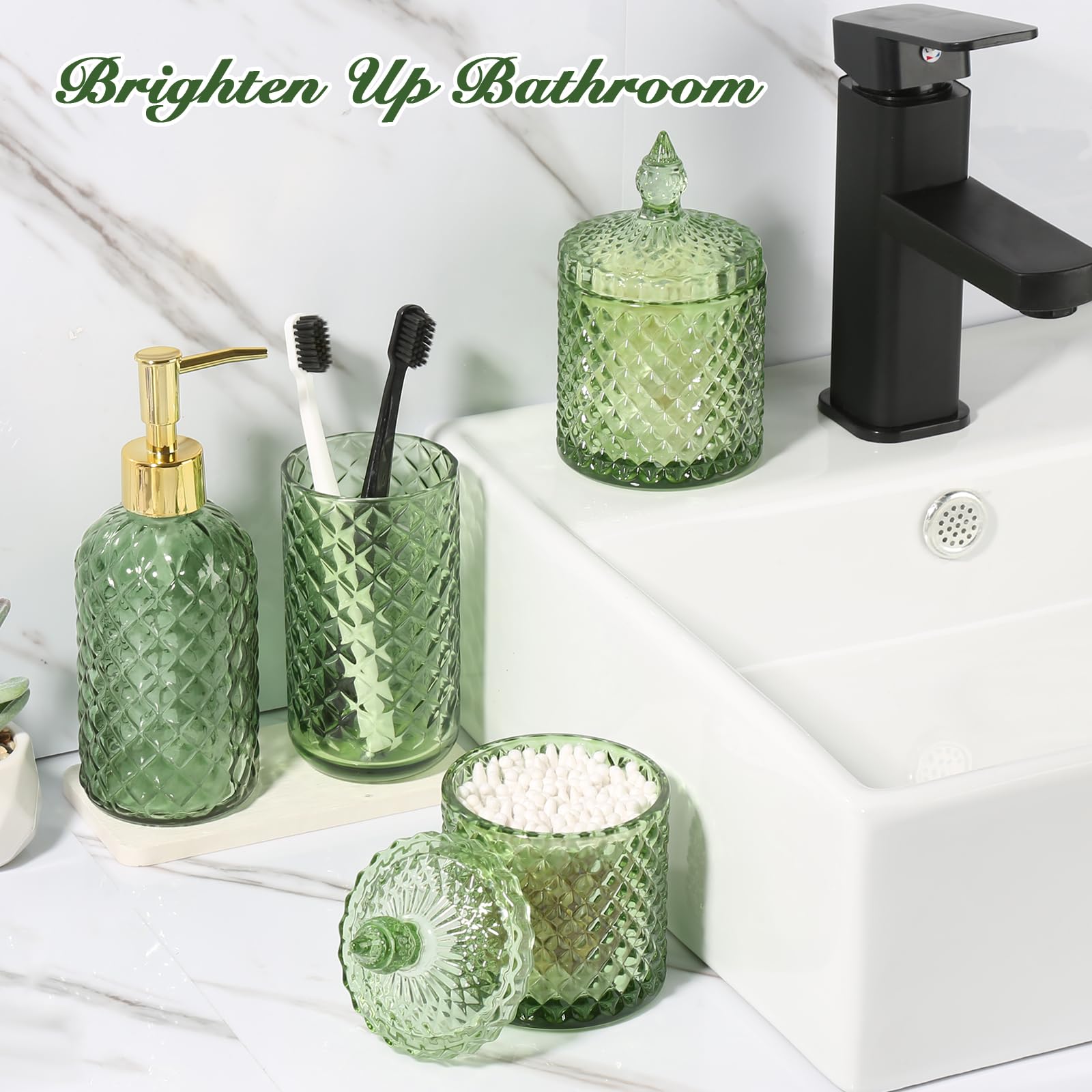 RYTOXILO green bathroom 4-pack displayed on vanity for cohesive decor