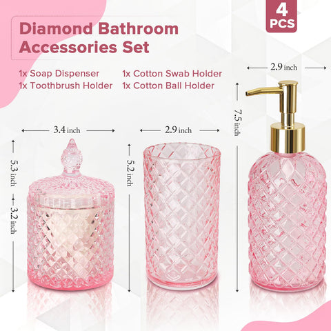 RYTOXILO pink diamond glass toothbrush holder keeps brushes tidy and accessible