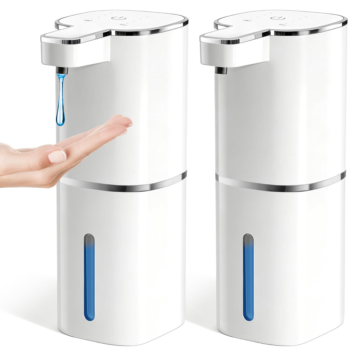 RYTOXILO two-pack touchless soap dispensers for hygienic, convenient handwashing in kitchen and bath.