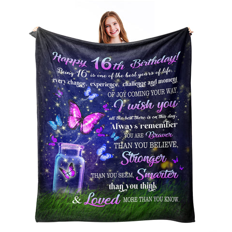 Ryubein Sweet 16 blanket design with decorative artwork for a sentimental birthday gift