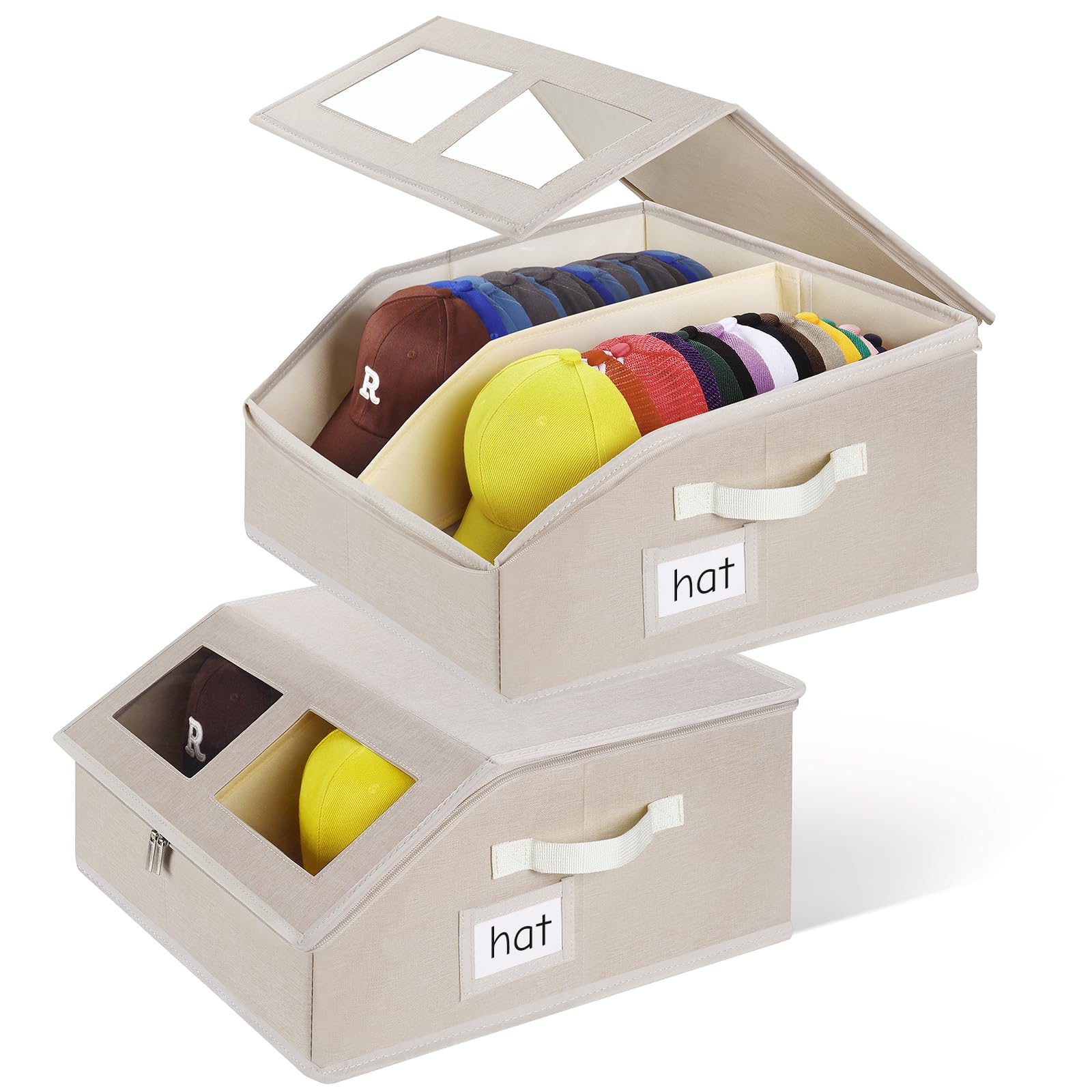 RZMAYIS 2-pack hat storage with opened lid, easy access to your cap collection.