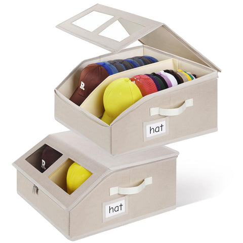 RZMAYIS 2-pack hat storage with opened lid, easy access to your cap collection.