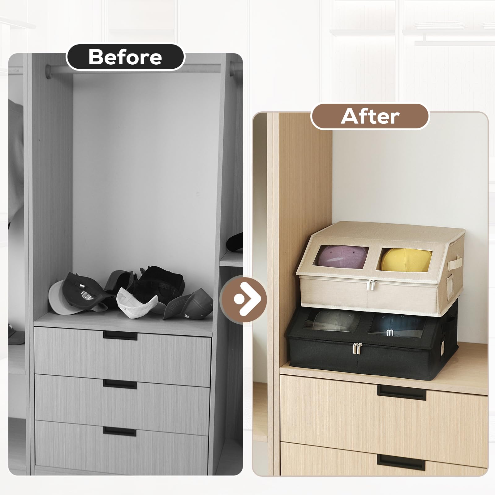 RZMAYIS hat storage sturdy handles ease moving between closet and car.