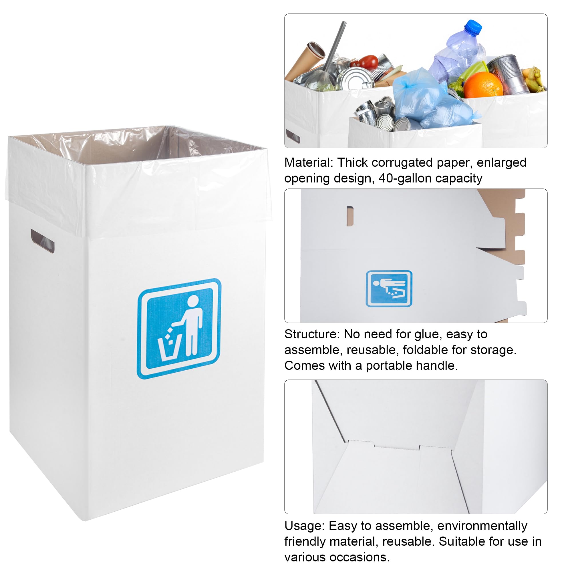 rzoixuur trash bin includes 20 liners for mess-free events