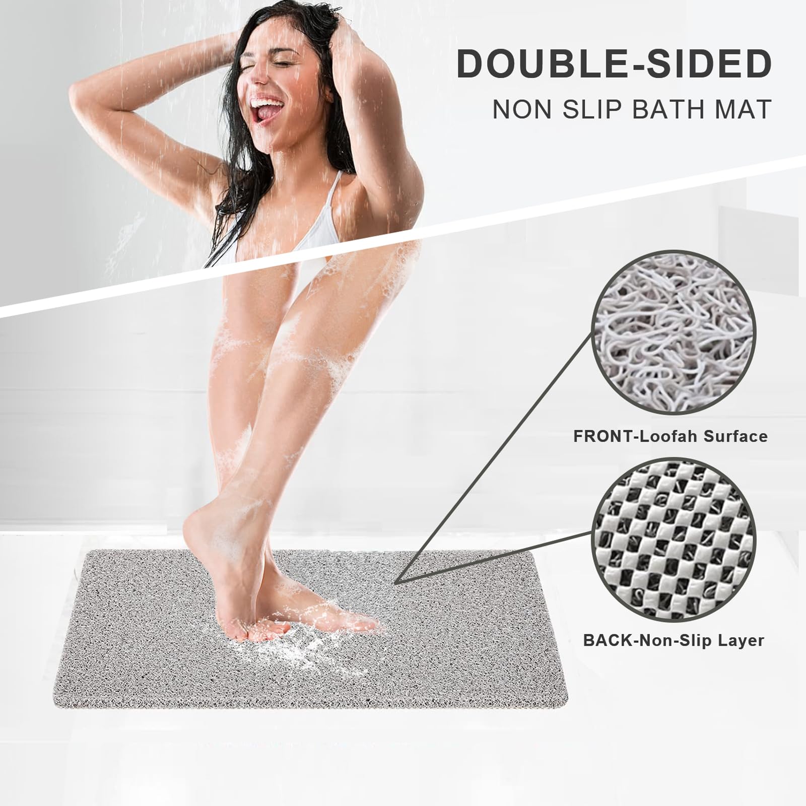 Rzoysia Nonslip Bathtub Mat 0.6-inch thickness cushions feet