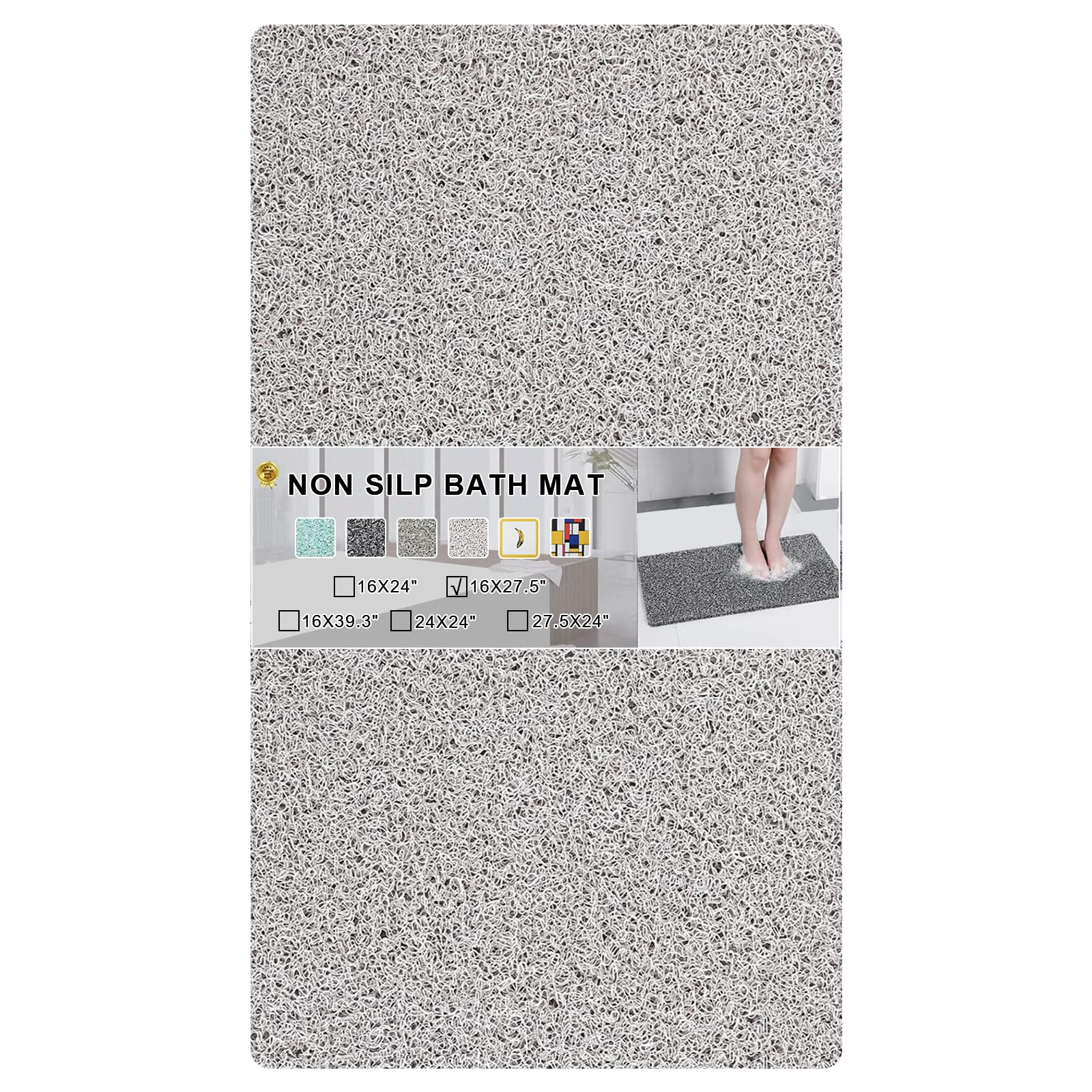 Rzoysia Nonslip Bathtub Mat loofah surface improves grip when wet