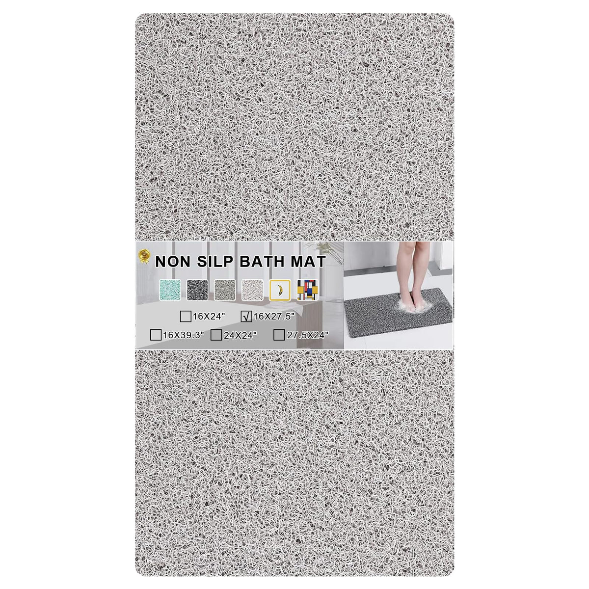 Rzoysia Nonslip Bathtub Mat loofah surface improves grip when wet