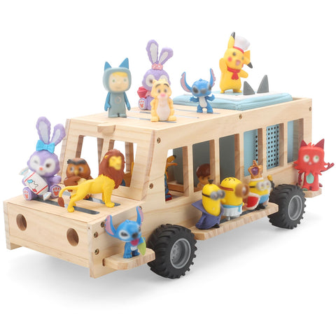 RZYLKA school bus front view with magnetic Tonies storage for organized play.
