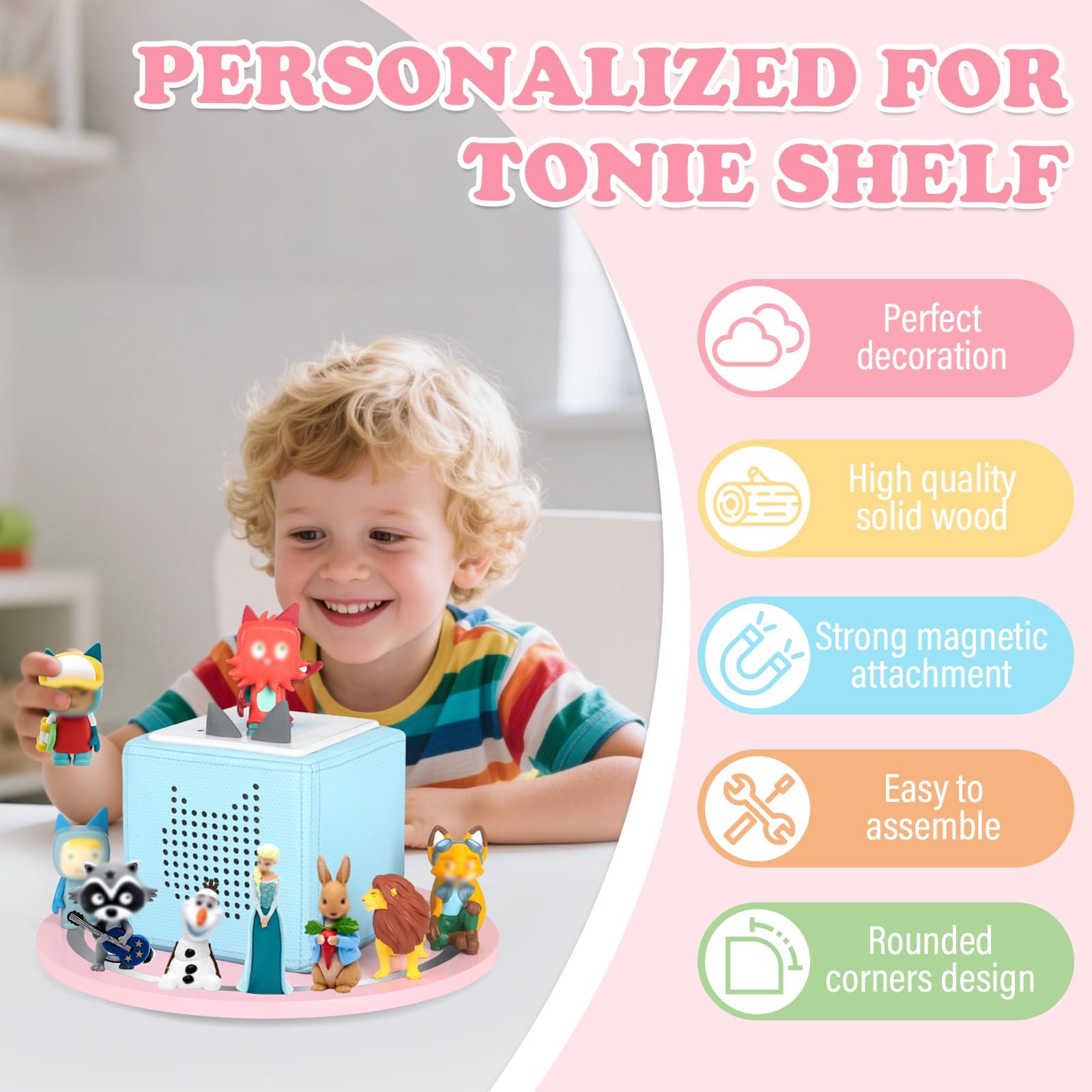 RZYLKA Tonies magnetic close-up highlights strong magnets securely holding figures.