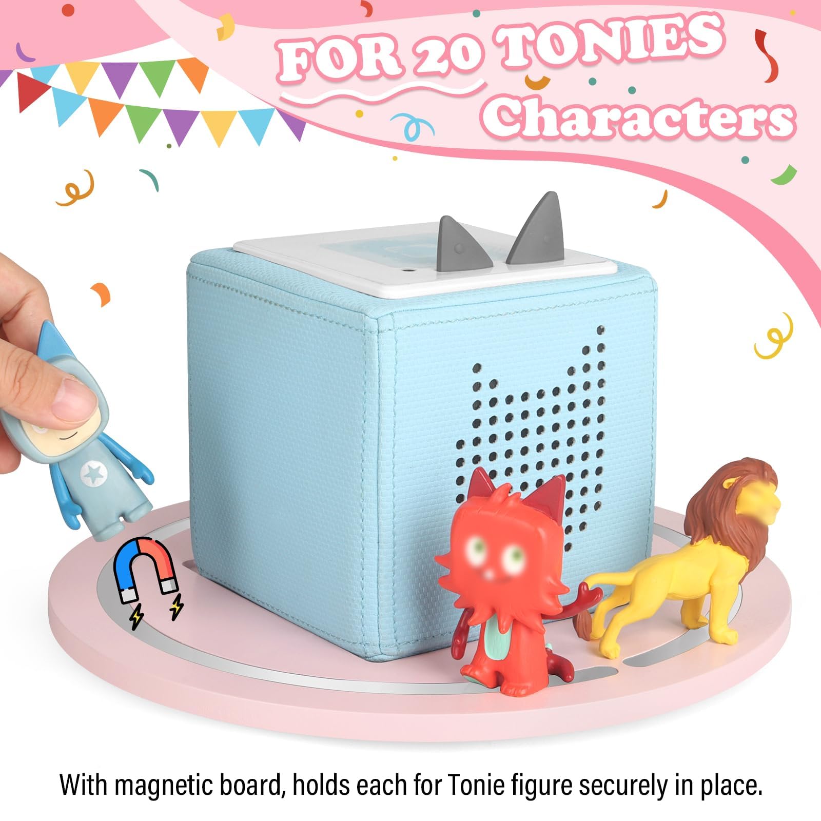 RZYLKA Toniesbox organizer in 360° rotation for quick access to characters.