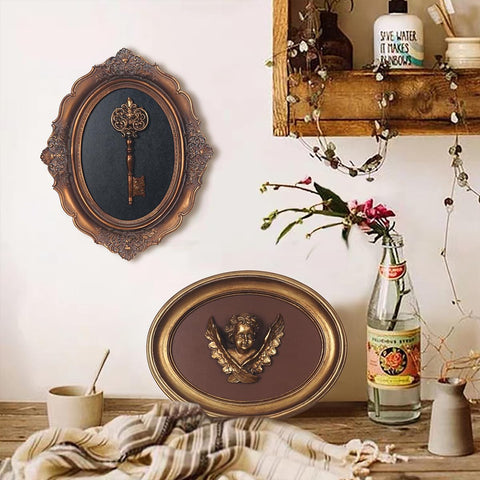 S-MANTIS distressed antique gold finish highlights floral detailing for vintage elegance.
