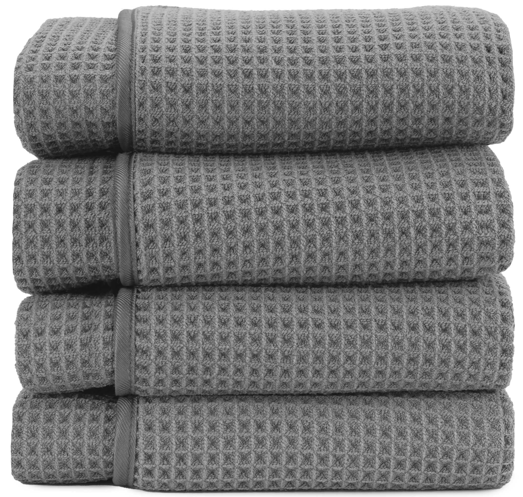 S&T INC Aura four-pack microfiber waffle towels; lightweight and quick-drying for home use