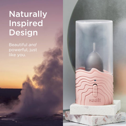 Saalt steamer's compact design fits small spaces for travel and daily use.