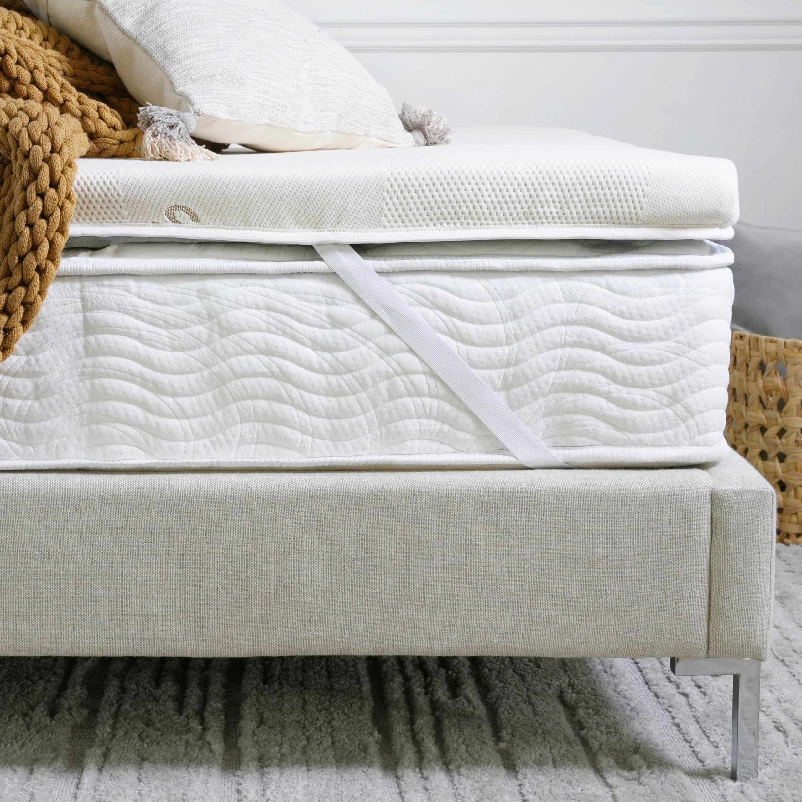 Saatva graphite mattress topper 3in cooling closeup for a cooler sleep surface