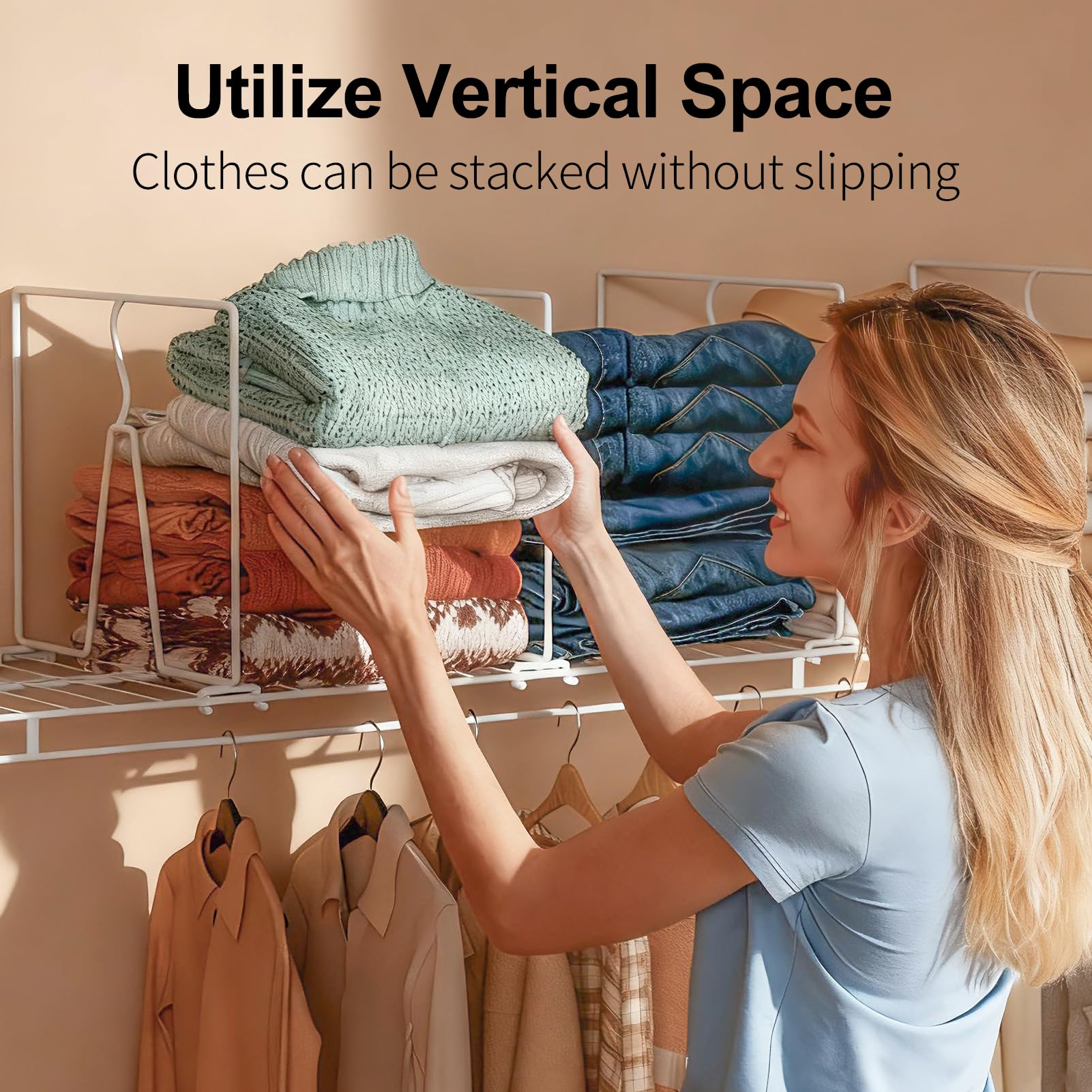 Saccik shelf dividers create organized pantry storage for snacks and bags.