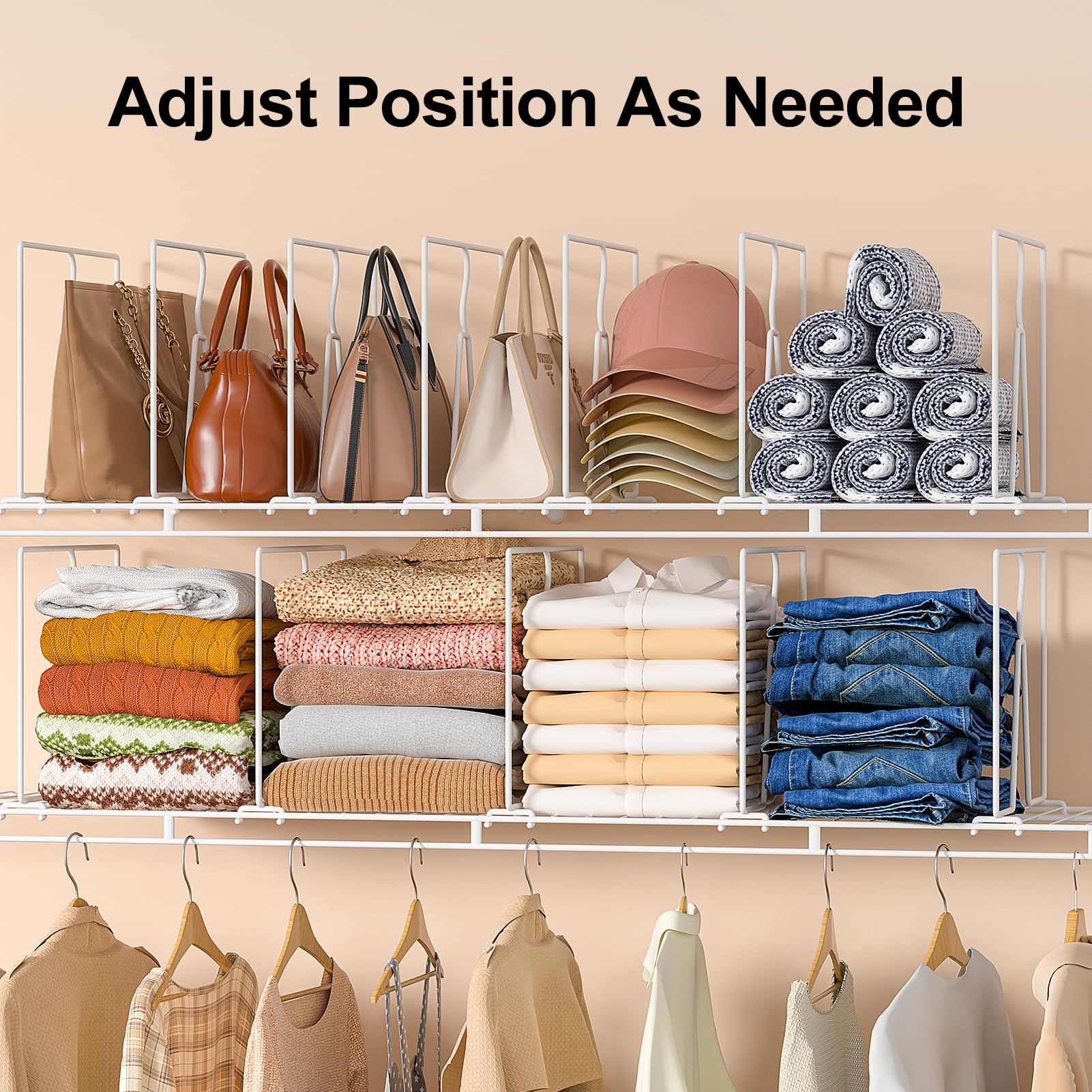 Saccik dividers help separate bulky items like towels and jeans.