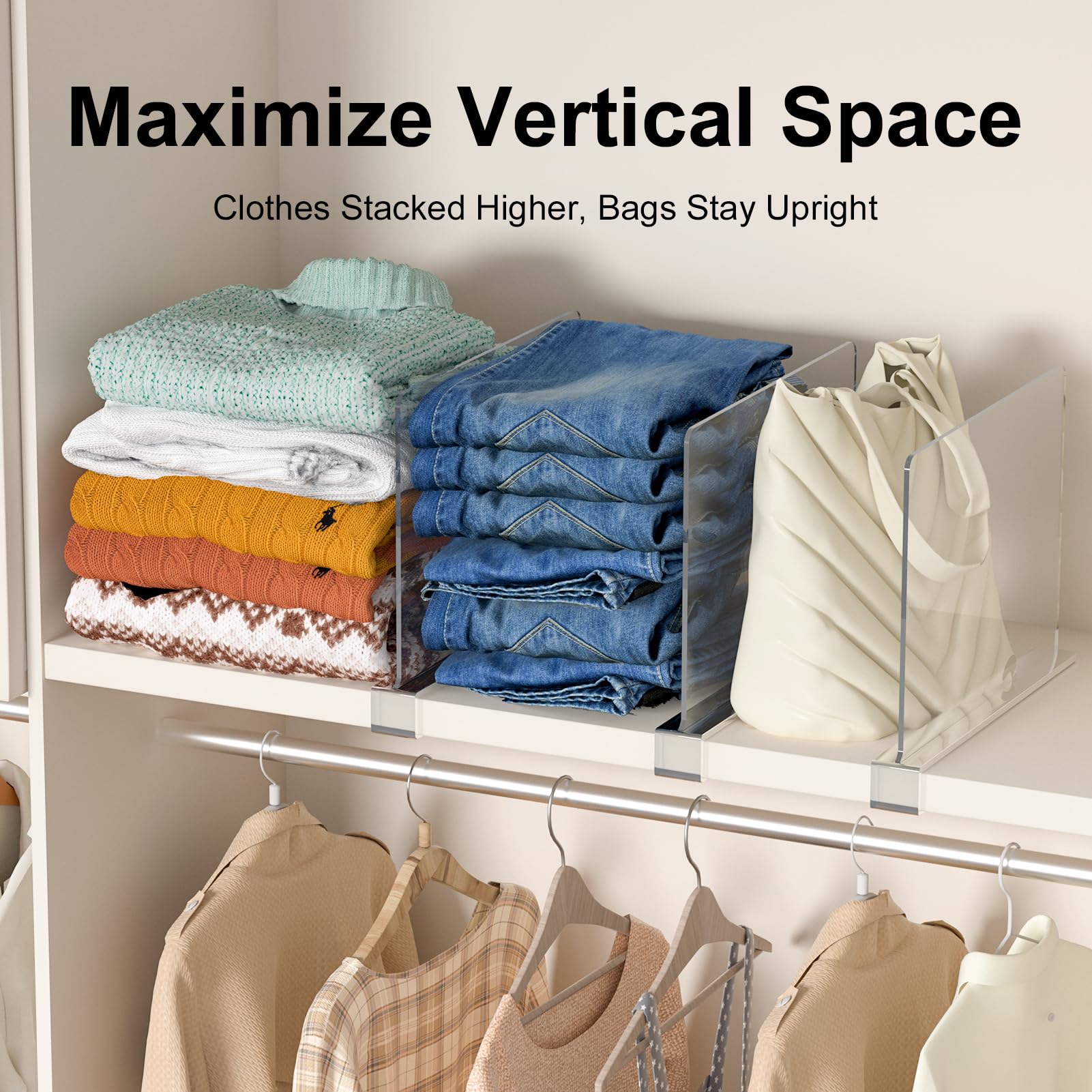 Saccik Purse Organizer 8-pack shelf-organization for handbags and clothes.