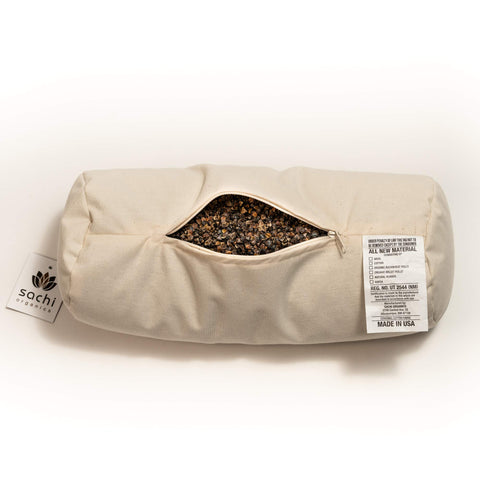 Sachi Organics Buckwheat Cylinder Neck Pillow air circulation promotes breathability.
