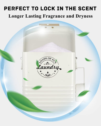 SACREDAY laundry pods container in cream stores pods neatly for quick loads.
