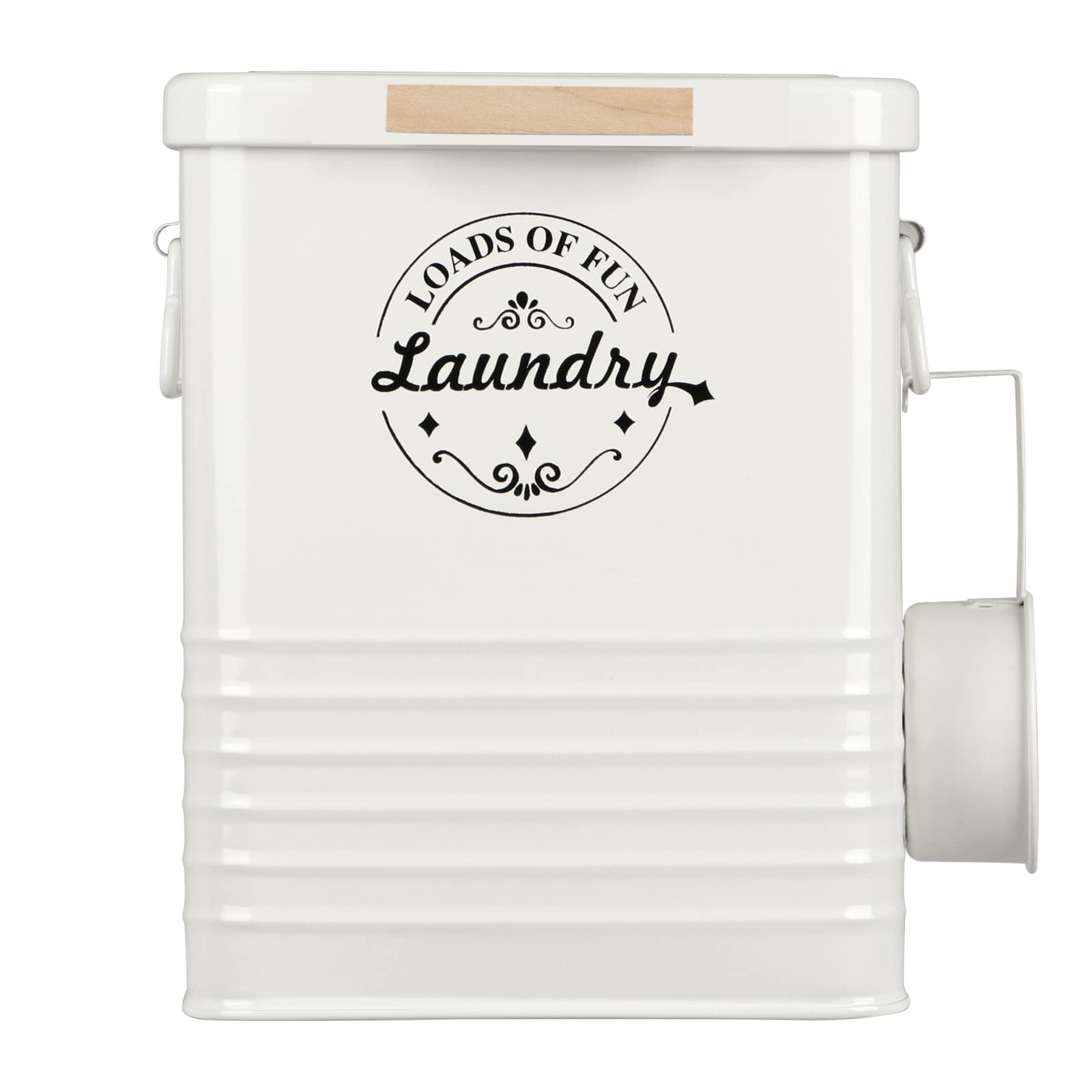 SACREDAY laundry powder container in cream keeps detergent organized and accessible.