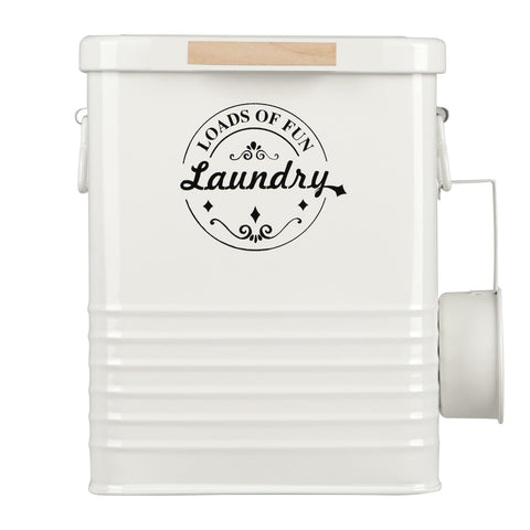 SACREDAY laundry powder container in cream keeps detergent organized and accessible.