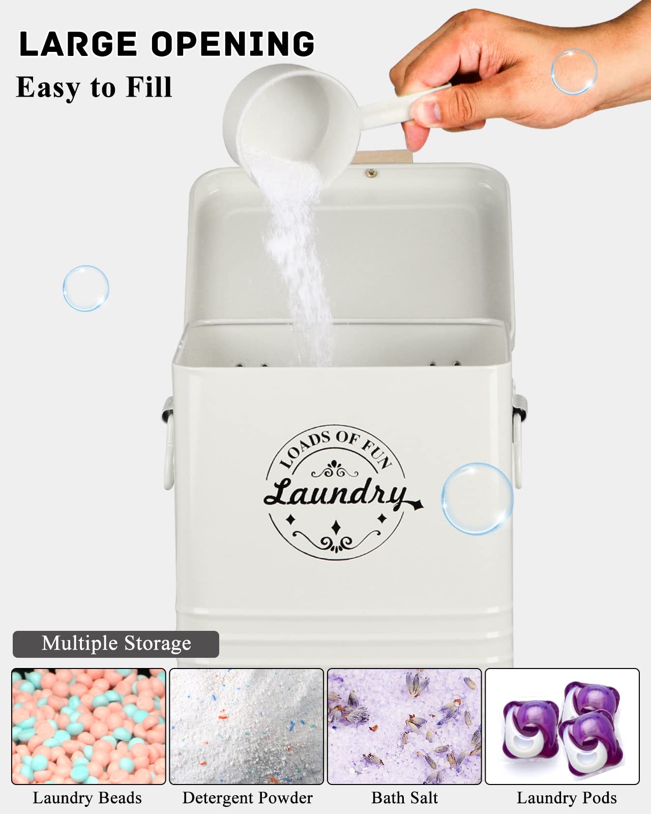 SACREDAY lint bin in cream maintains a clean and organized laundry space.