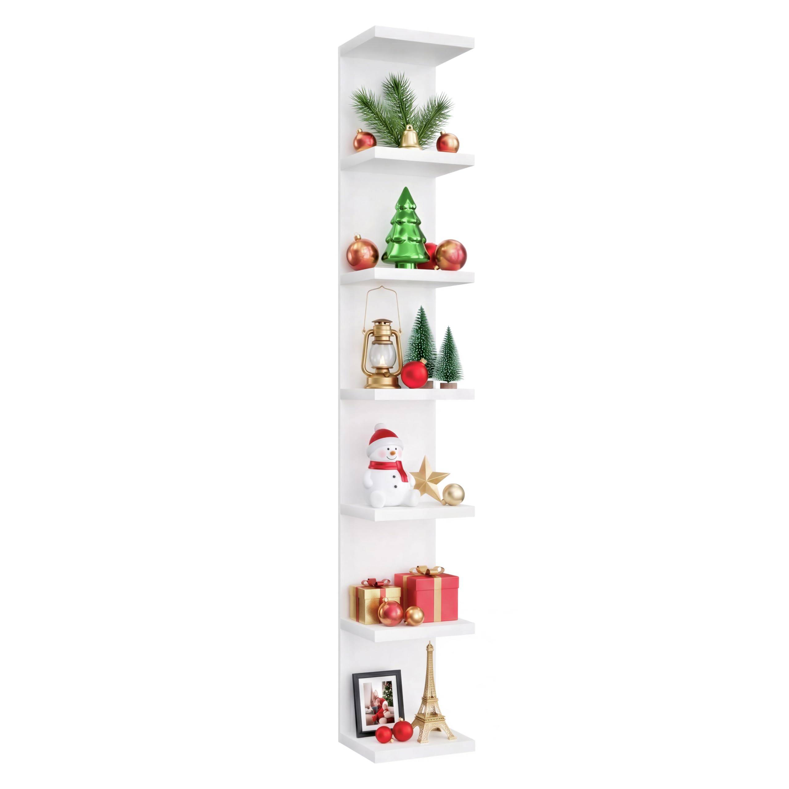 SADIELIFE 7-Tier wall shelf unit displays books and decor with space-saving style.